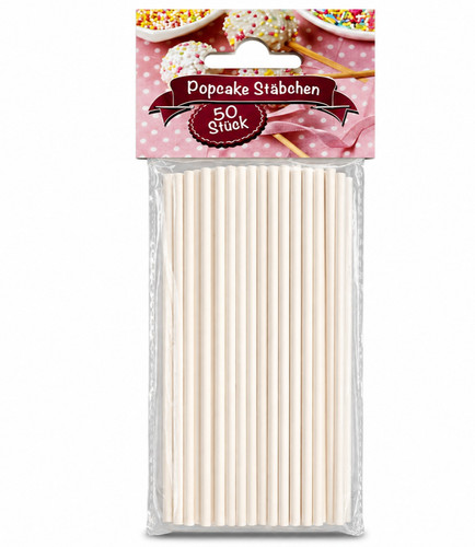 50x popcake stäbchen weiß - stäbchen,